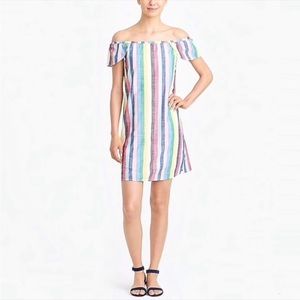 New J Crew rainbow stripe off the shoulder dress